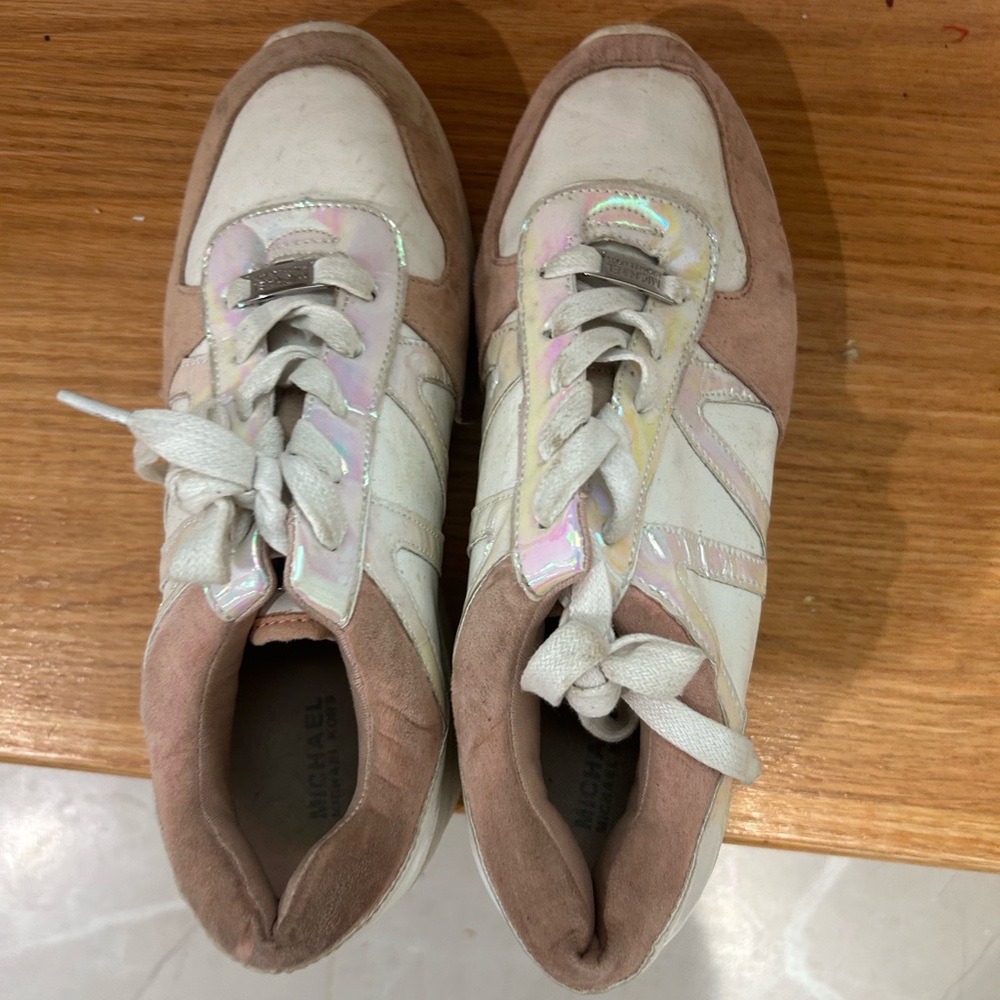 Michael Kors White and Tan Sneakers
